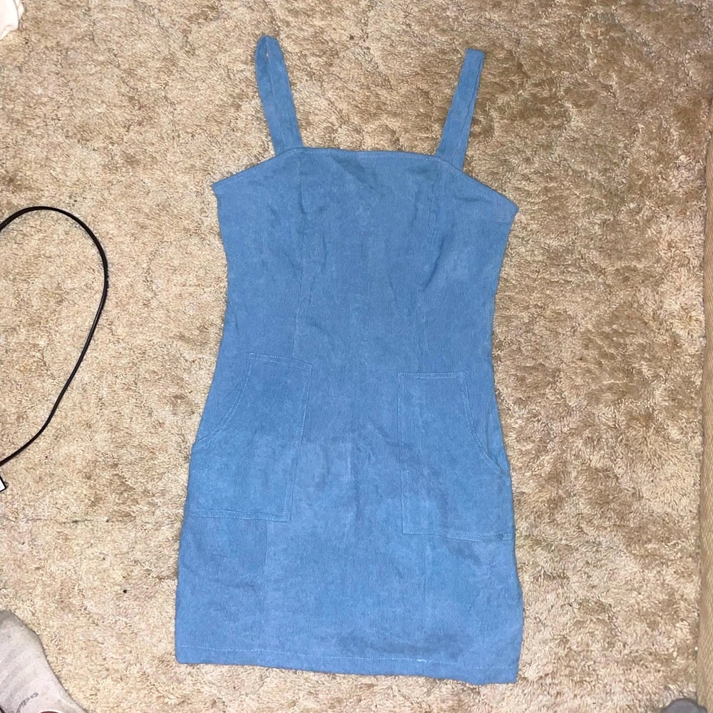 Blue Corduroy Overall Dress